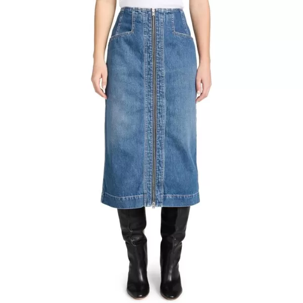 Womens Denim Skirt with ZipMid Blue