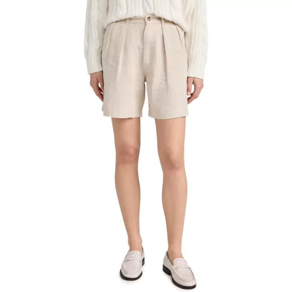 Womens Double Pleat ShortsNatural Linen