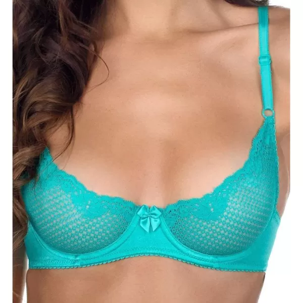 Womens Duet Lace Underwire Demi BraPool Green