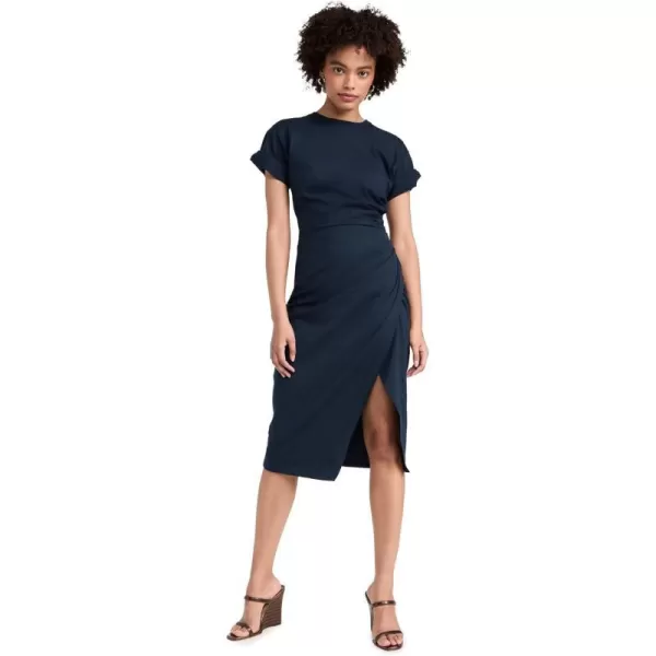 Womens Faux Wrap Midi DressNavy