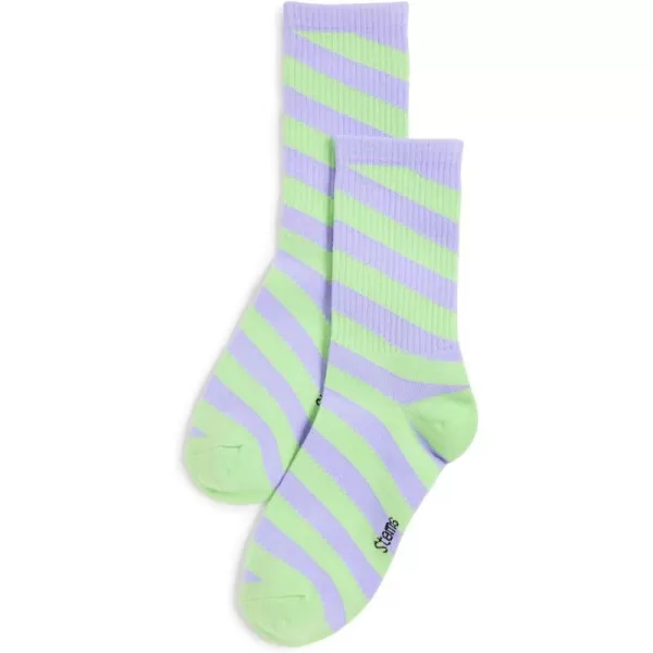 Womens Graphic Striped Crew SocksMintSky Blue