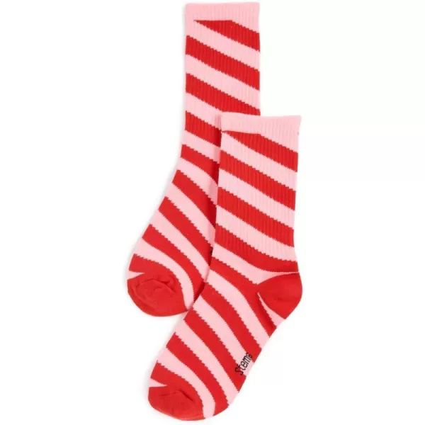 Womens Graphic Striped Crew SocksRed