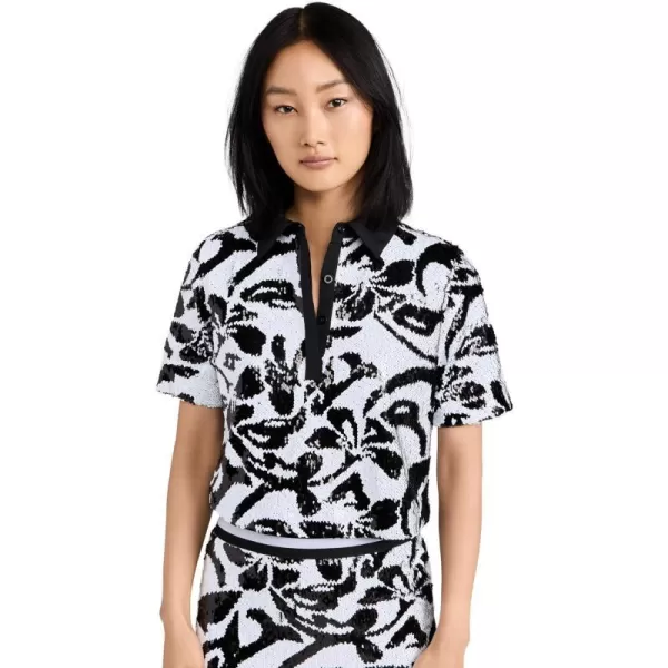 Womens Hibiscus Sequin PoloBlack Hibiscus Sequin