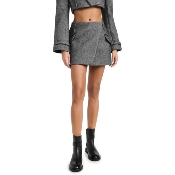 Womens Payton Wrap MiniskirtBlack Herringbone