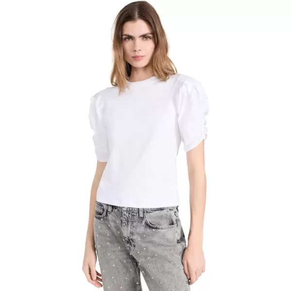 Womens Pleated Puff Sleeve TeeWhite