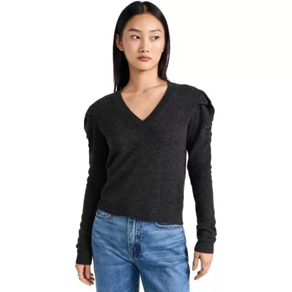 Womens Ruched Sleeve Cashmere SweaterCharcoal Heather