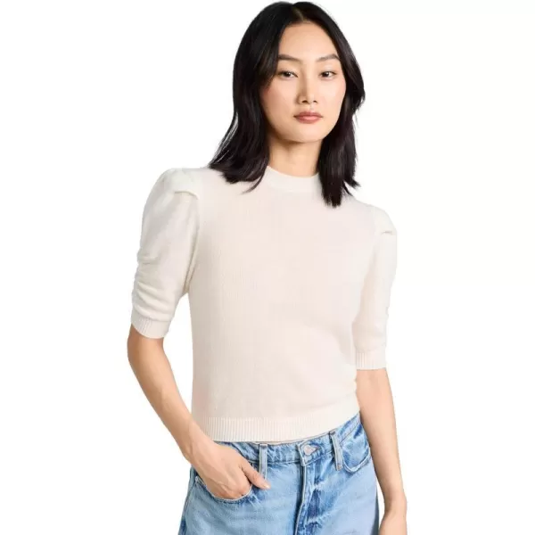 Womens Ruched Sleeve Cashmere SweaterCream