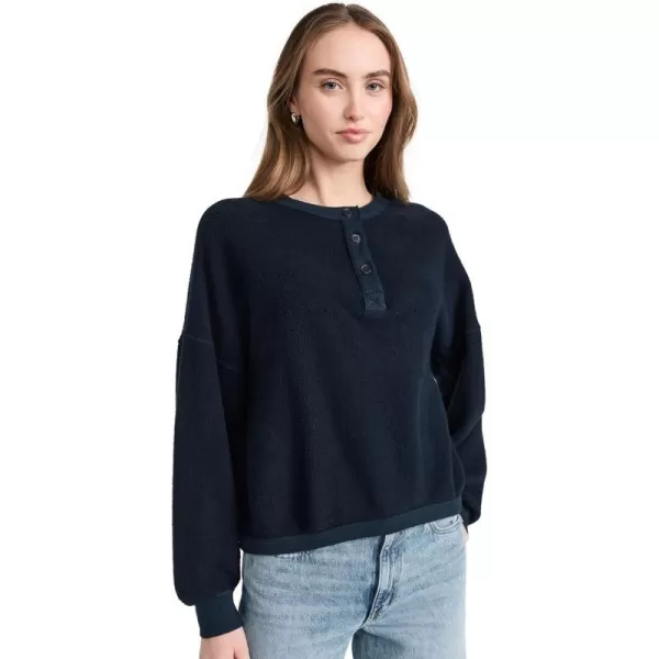 Womens Sherpa Oversized Henley PulloverNew Navy