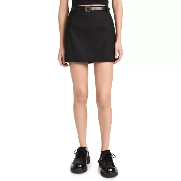 Womens Wool Blended Belted Mini SkirtBlack