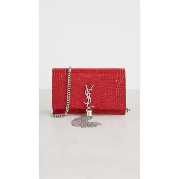 YSL Womens PreLoved Ysl Red Embossed Kate Tassel Chain Wallet Red One SizeYSL Womens PreLoved Ysl Red Embossed Kate Tassel Chain Wallet Red One Size