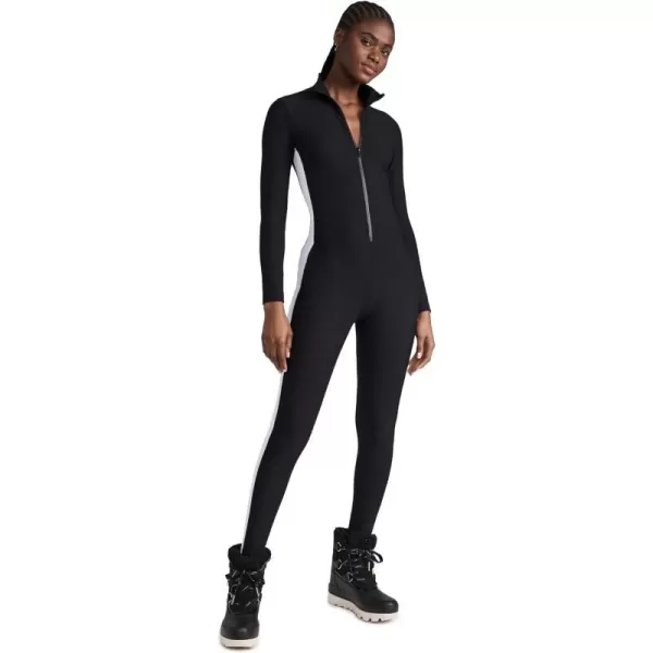 Year of Ours Womens Thermal Long Sleeve Ski OnesieBlackWhite