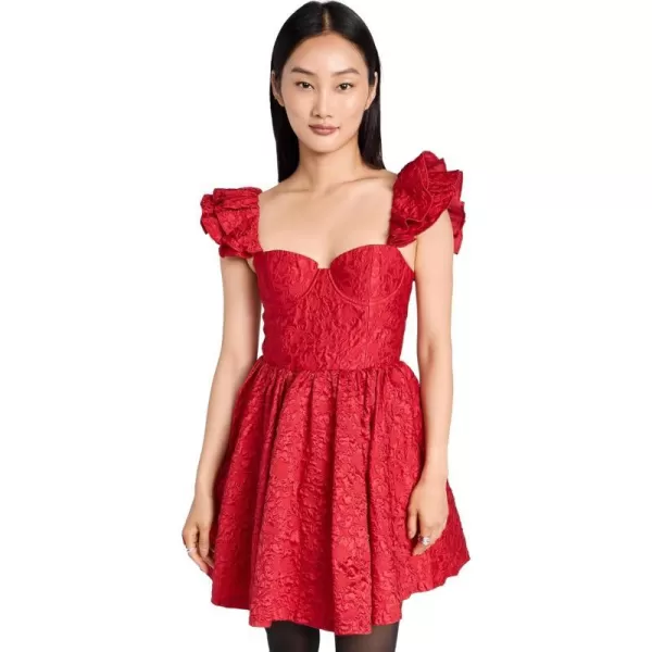 alice  olivia Womens Bina Ruffle Sleeve Mini DressPerfect Ruby