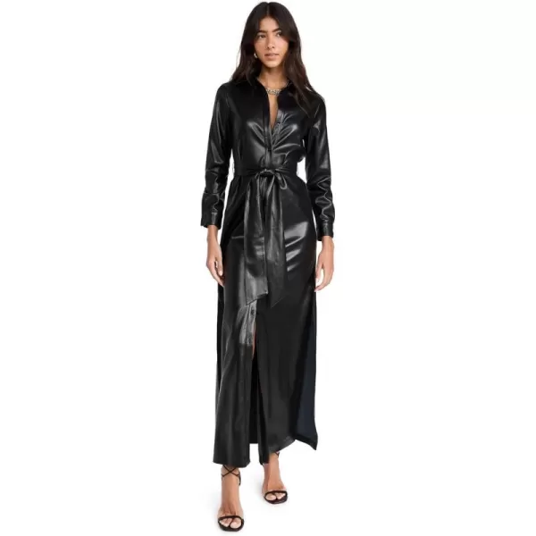 alice  olivia Womens Chassidy Vegan Leather Maxi Shirt DressBlack