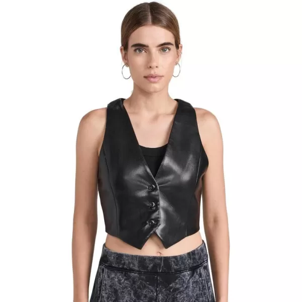 alice  olivia Womens Donna Vegan Leather VestBlack