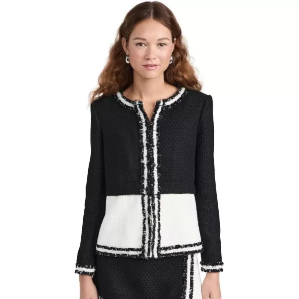 alice  olivia Womens Kidman TwoFer Boxy Raw Edge JacketBlackOff White