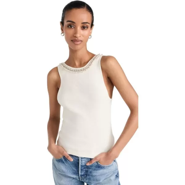 alice  olivia Womens Kori Embellished Rib TankOffwhite