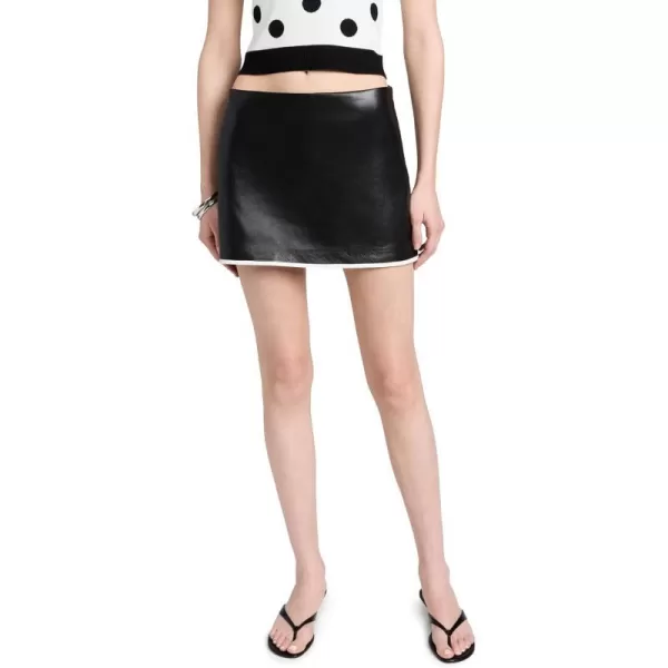 alice  olivia Womens Rubi Vegan Side Stripe MiniskirtBlackOff White