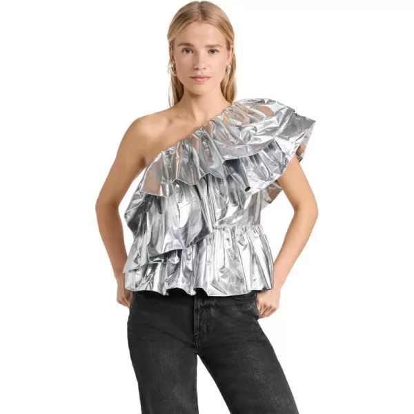 endless rose Womens Metallic Tiered TopSilver