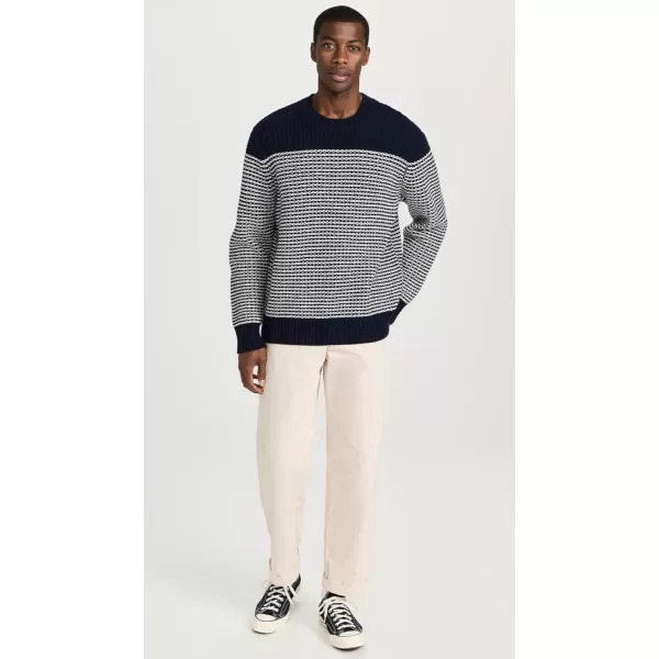 rag  bone Mens Ernie Stripe Crew SweaterNavy