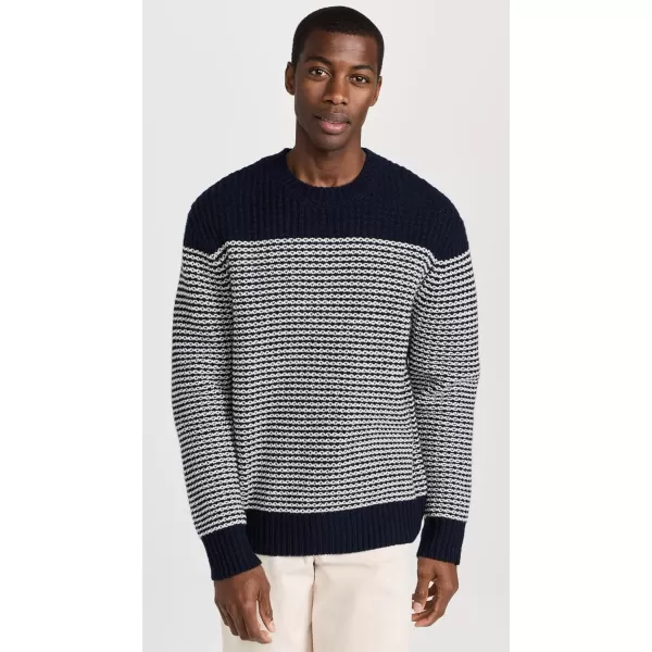 rag  bone Mens Ernie Stripe Crew SweaterNavy