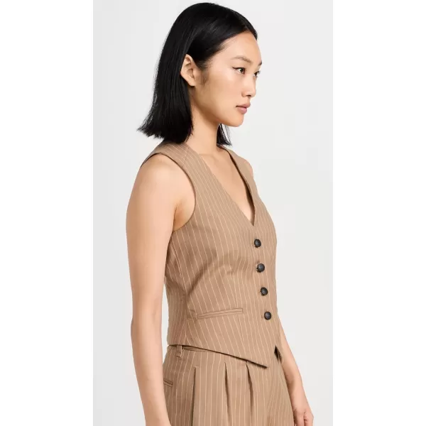 rag amp bone Womens Priya Wool Stripe VestCamel Stripe