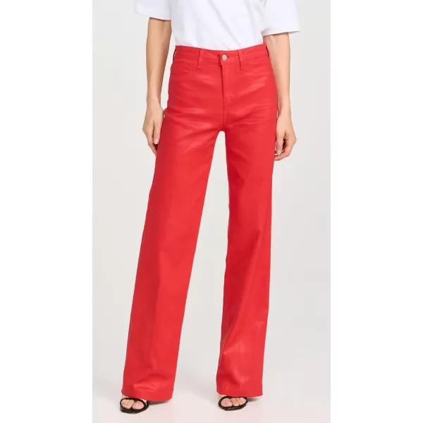 LAGENCE Womens Clayton High Rise Wide Leg JeansLava Red Coated