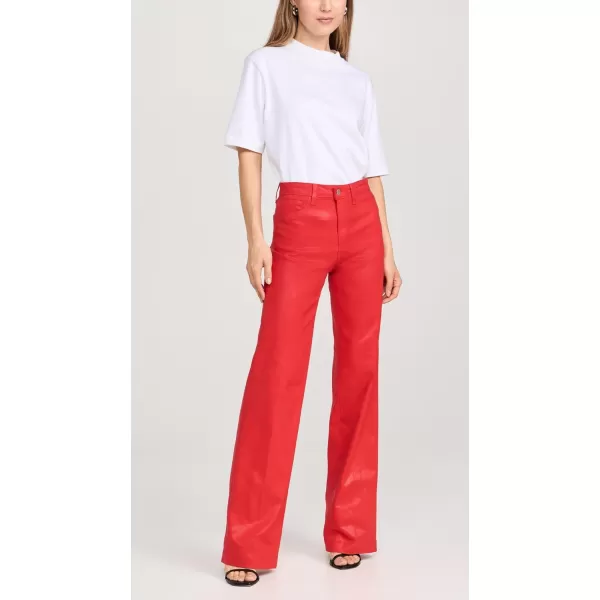 LAGENCE Womens Clayton High Rise Wide Leg JeansLava Red Coated