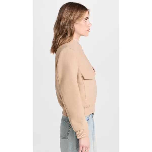 endless rose Womens Wool Bomber Pocket JacketCamel