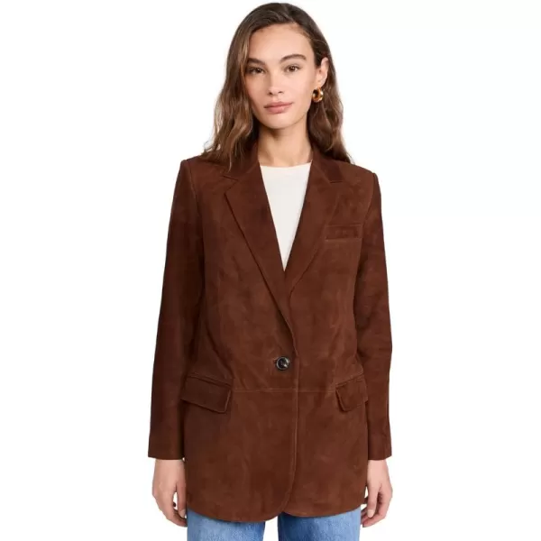 Madewell Womens The Kline Blazer SuedeSoft Mahogany