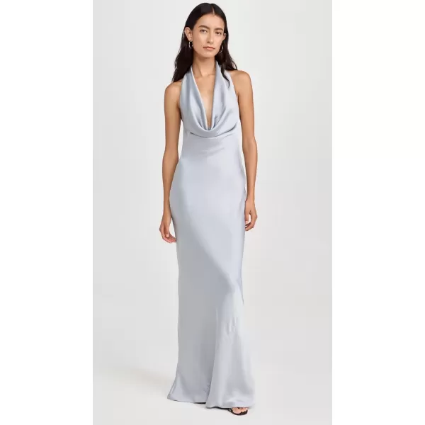 imageNorma Kamali Womens Halter Drape Bias GownSilver