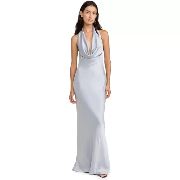 imageNorma Kamali Womens Halter Drape Bias GownSilver