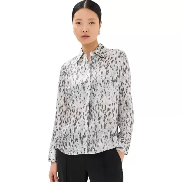 imageVince Womens Abstract Onyx Slim Fit Satin ShirtGrey Onyx