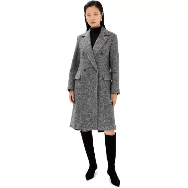 imageVince Womens Herringbone Double Breasted CoatCharcoal