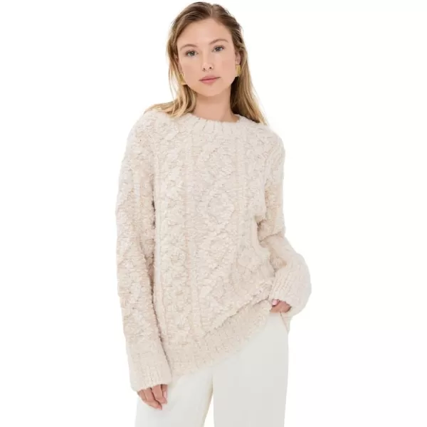 imageVince Womens Textured Loop Stitch Cable Crew Neck SweaterOffwhite