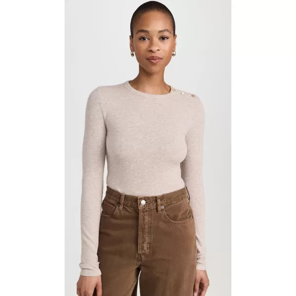 imageFRAME Womens Rib Button Crew TopOatmeal Heather