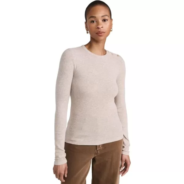 imageFRAME Womens Rib Button Crew TopOatmeal Heather