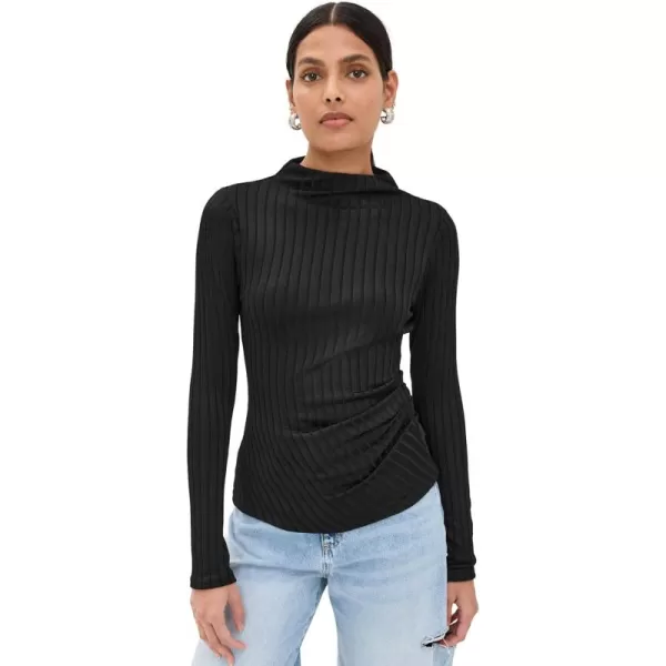 imageGood American Womens Ribbed Funnel Neck TopBlack001