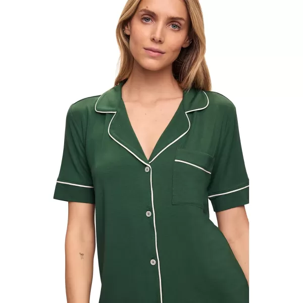 imageEberjey Gisele Short Sleeve Pant PJ SetForest GreenIvory