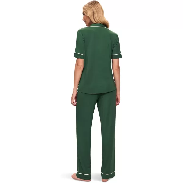 imageEberjey Gisele Short Sleeve Pant PJ SetForest GreenIvory