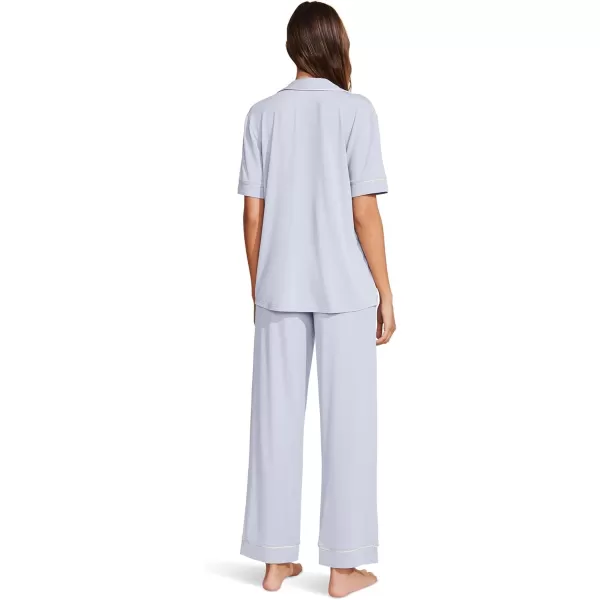 imageEberjey Gisele Short Sleeve Pant PJ SetIce BlueIvory