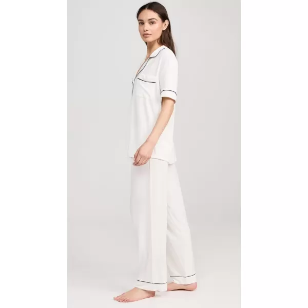 imageEberjey Gisele Short Sleeve Pant PJ SetPure IvoryNavy