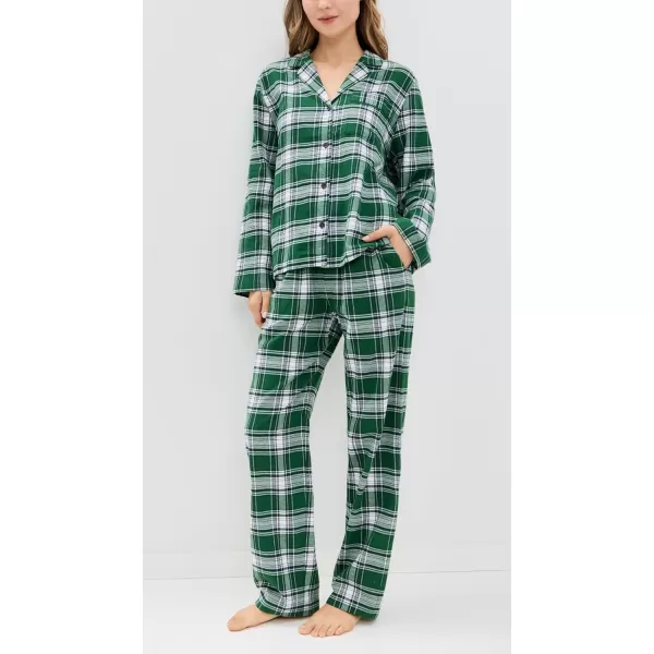 imageEberjey Womens Flannel Long Pj SetTartan Plaid Forest Green