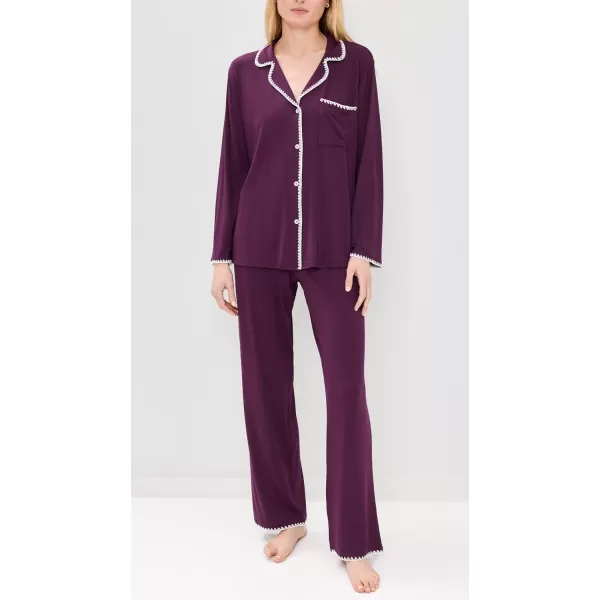 imageEberjey Womens Frida Long Pj SetPlumIvory