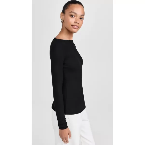 imageEnza Costa Womens Silk Knit Boat Neck TopBlack