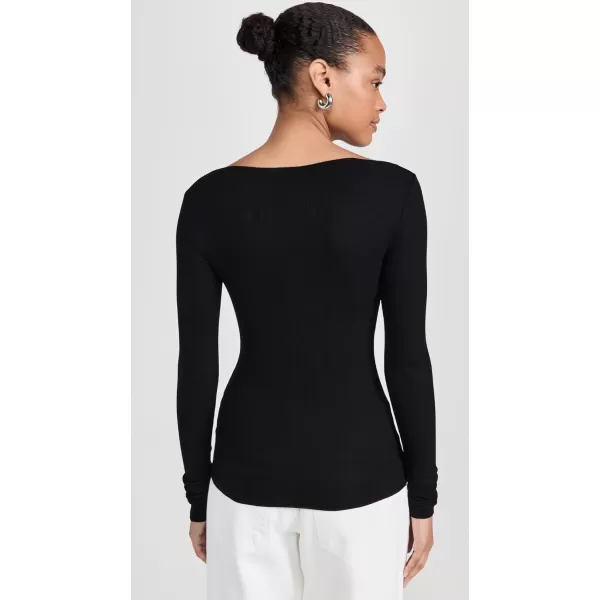 imageEnza Costa Womens Silk Knit Boat Neck TopBlack