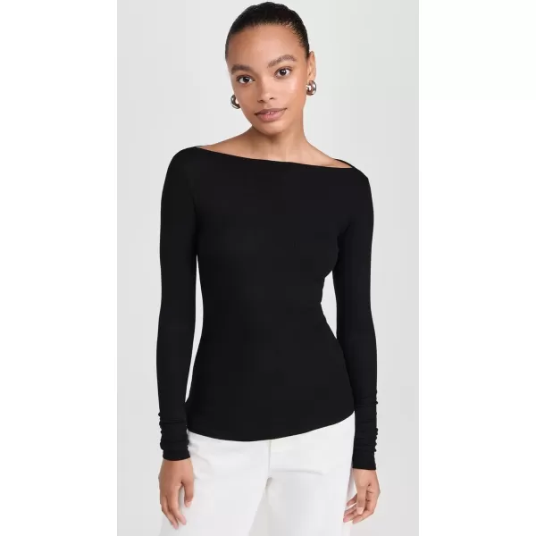 imageEnza Costa Womens Silk Knit Boat Neck TopBlack