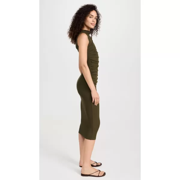 imageEnza Costa Womens Silk Knit Sleeveless Twist Midi DressArmy Green