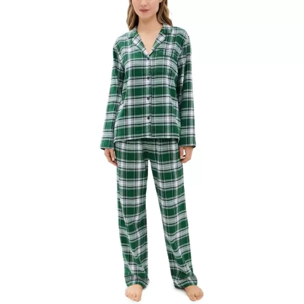 imageEberjey Womens Flannel Long Pj SetTartan Plaid Forest Green