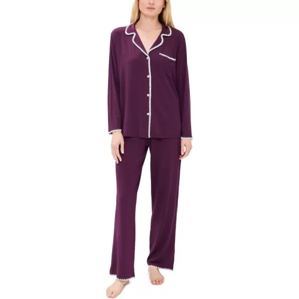 imageEberjey Womens Frida Long Pj SetPlumIvory