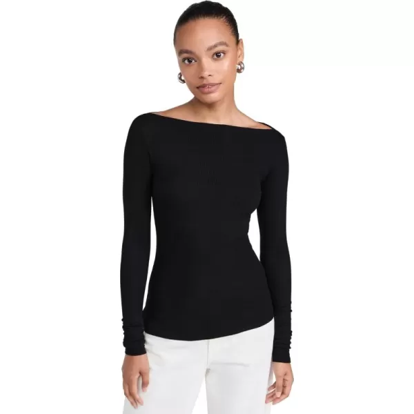 imageEnza Costa Womens Silk Knit Boat Neck TopBlack